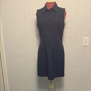 Women's Gap Navy Blue Button Down Size 12 Sleeveless Collard Dress